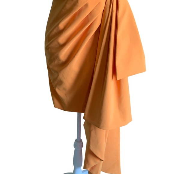 Lavish Alice Strapless  Orange Asymmetrical Cocktail Dress - Medium to Large - Picture 5 of 11
